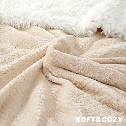 Lbro2M Sherpa Fleece Blanket Twin Size Super Soft Cozy Winter Warm Plush Blankets, Herringbone Double Reversible Luxurious Travel Blankets For Couch Bed Sofa Chair Gift（60 * 80 Inches,Beige #TOP3