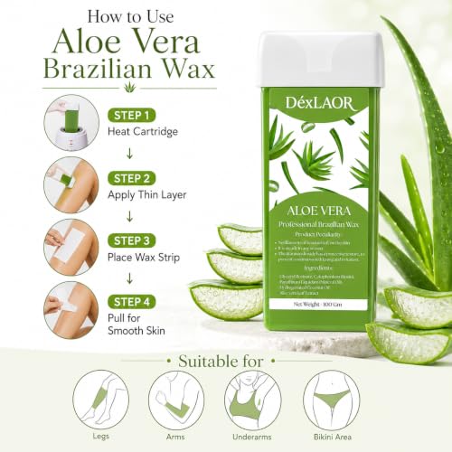 Image of Women Liposoluble Soft Wax Refill Roll-on Cartridge for Full Body Waxing Hair Removal (Aloe Vera)