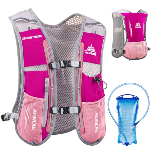 Azarxis Hydration Running Vest Backpack Pack 5L for Women and Men Jogging Trail Race Marathon Cycling Hiking (Rose Red with 1.5L Water Bladder) by Azarxis - Used condition - US$26.99