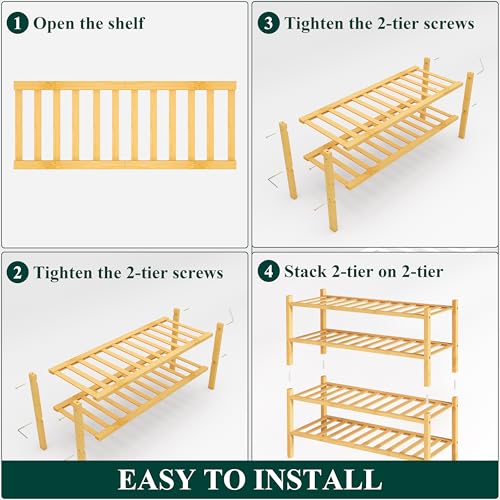 Smiry Bamboo Shoe Rack, 14 Vertical Slats, 4 Tier - 26.8" Wide, Natural by Smiry - Used condition - Image 5