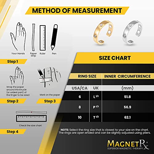 Magnetrx® Magnetic Ring Women - Elegant Crystal Ring - Magnet Rings Women (Silver | Ring Size: 8) #TOP5