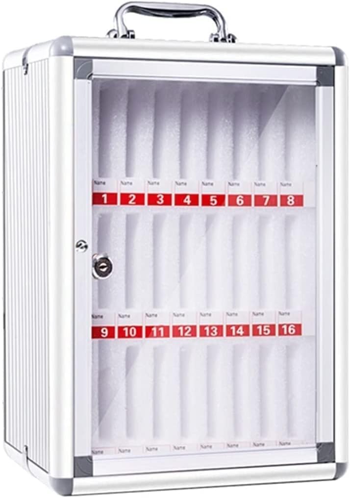 Management Storage Box Mobile Phone Cabinet Storage Safe Deposit Box Student Staff Transparent Wall-Mounted Storage Box with Lock,Silver-36