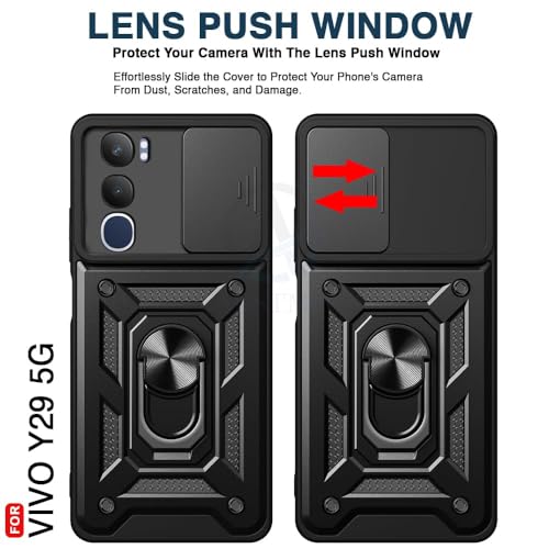 Image of AIBEX Back Cover for Vivo Y29 5G | D10 Tough Armor Case | Sliding Camera Shield | 360 Protection | Kickstand Ring Holder | Military-Grade Shockproof Bumper Case