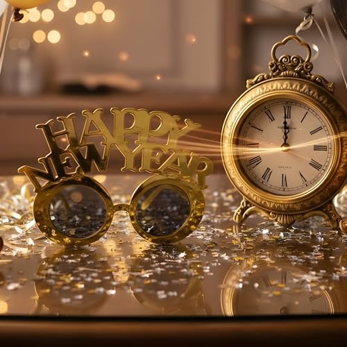 Image of Crackles Happy New Year Gold Goggles | Stylish Party Glasses for New Year Celebration | Fun Photo Booth Prop & Festive Accessory for Adults & Kids (Pack Of 1)