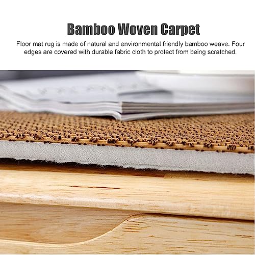 Jute-Teppich – Baumwoll-Bordüre mit Fischgrätenmuster, natürliches Flachgewebe, Läufer für Wohnzimmer, Küche, Flur – Sisal-Teppich Matte