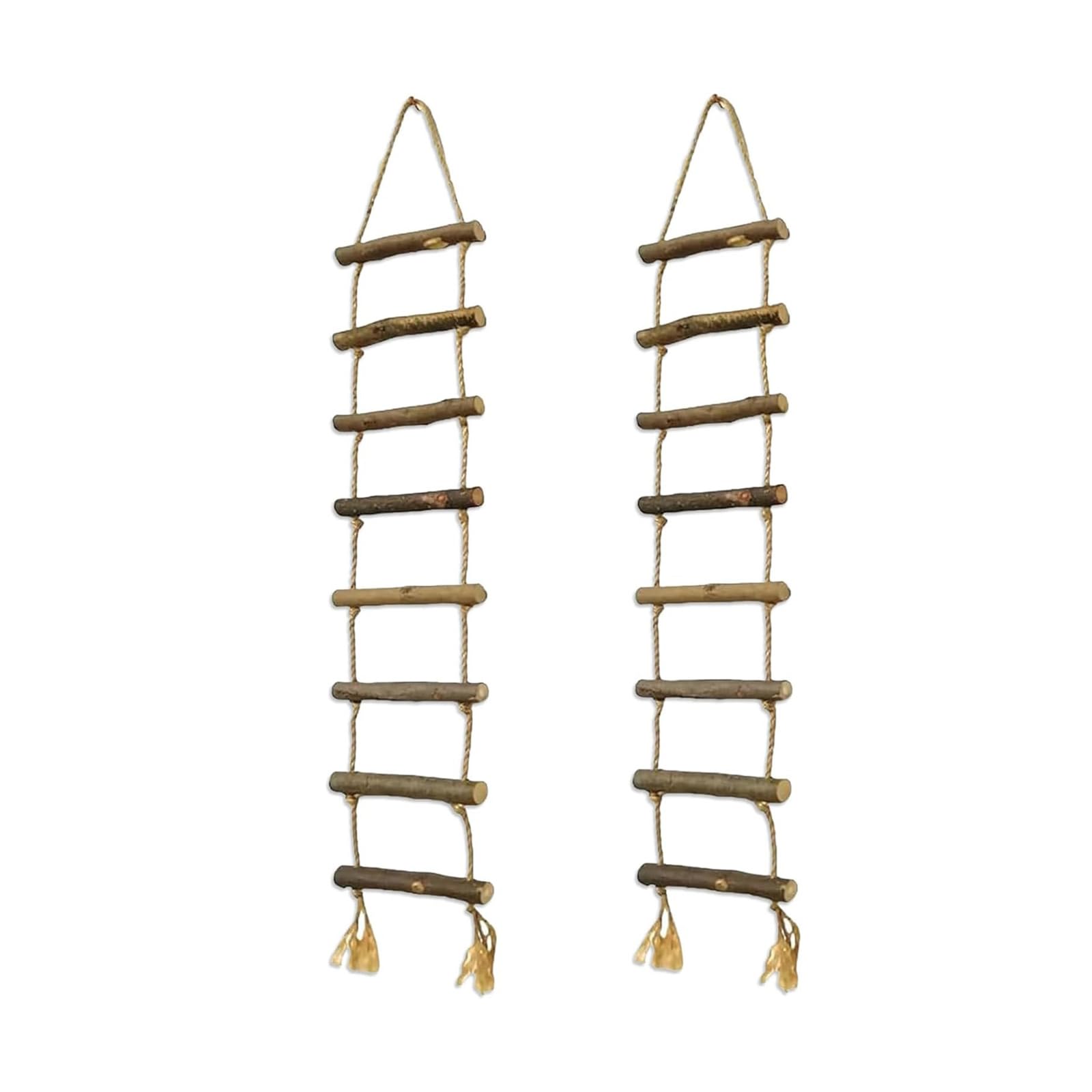 Tsophreniq 2Pcs Wood Ladder Hanging Ornament Decorative Twine Rope Ladder for Bookshelf Flower Plant Hanger Christmas Decoration Christmas