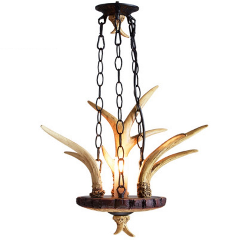 SYAXVOM Antler Chandelier American Country Retro Creative Antique Resin Restaurant Bar Aisle Porch