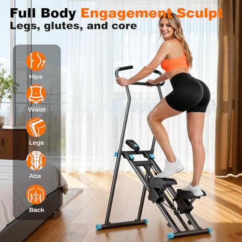 Image of Stair Stepper for Home Gym, 350 lbs Capacity Cardio Machine with Adjustable Height, Non-Slip Pedals, LCD Display, Foldable Design for Full Body Workout for Women Men