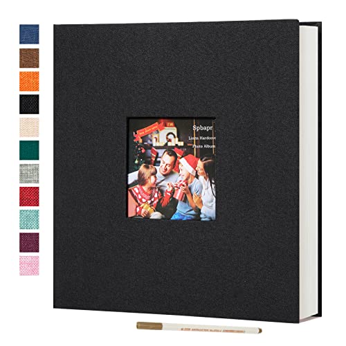Álbum de fotos autoadhesivo, 3 x 5, 4 x 6, 5 x 7, 8.5 x 11, álbum de recortes magnético de 33.2 x 30.8 cm (pulgadas), 40 páginas con cubierta de lino y un bolígrafo metálico
