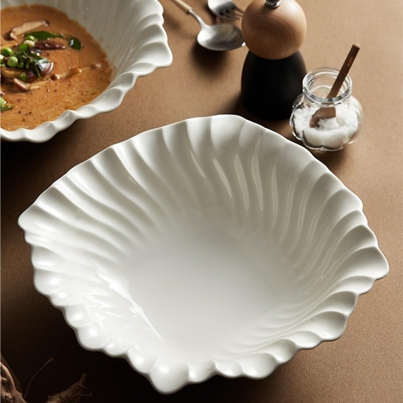 Cuenco para Sopa Cuenco de cerámica Blanco para el hogar Cuenco Cuadrado para Hotel Vajilla para Restaurante Cuenco para Platos fríos Cuenco Decorativo Creativo