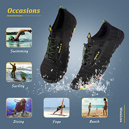 Watelves Water Shoes Mens Womens Beach Swim Shoes Quick-Dry Aqua Socks Pool Shoes For Surf Yoga Water Aerobics (E-Black, 46) #TOP7