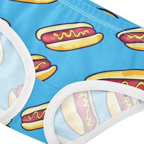 Wusikd Hot Dogs Girls' Underwear Cotton Blue Girls Briefs Soft Toddler Underwear 2T4