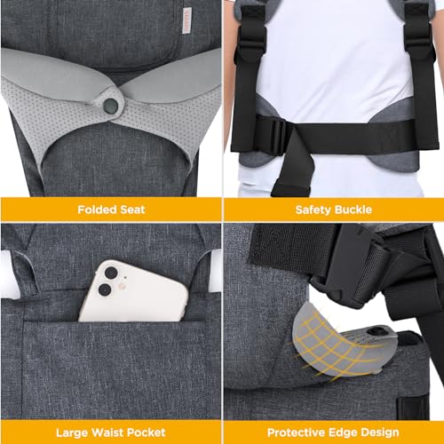 GAGAKU Babytrage für Babys Kleinkinder 0-36 Monate, Einfach zu Tragen Gesicht in Gesicht nach Vorne und Hinten Tragen für Kinder - Dunkelgrau – Bild 5