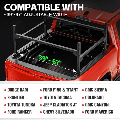Image of YZONA Universal Truck Bed Racks Compatible with Silverado /Sierra /Ram /Ford F-Series /Tacoma /Tundra /Titan /Frontier /Colorado /Canyon /JT /Ranger /Maverick, Adjustable Ladder Cargo Rack