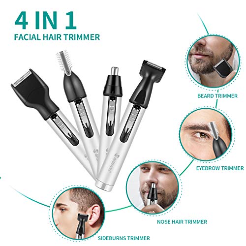 Ear And Nose Hair Trimmer Clipper, Professional Usb Rechargeable Painless Facial Hair Trimmer For Men And Women, 4 In 1 Waterproof Hair And Beard Remover, Dual Edge Blades For Easy Cleansing #TOP1