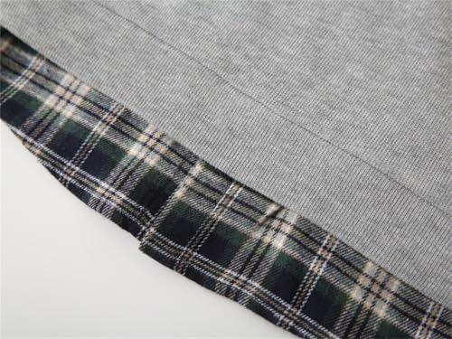 Toddler Boys Long Sleeve Sweatshirt Plaid Patchwork V-Neck Shirt Kids Fall& Winter Trendy Classic Pullover Top 20244