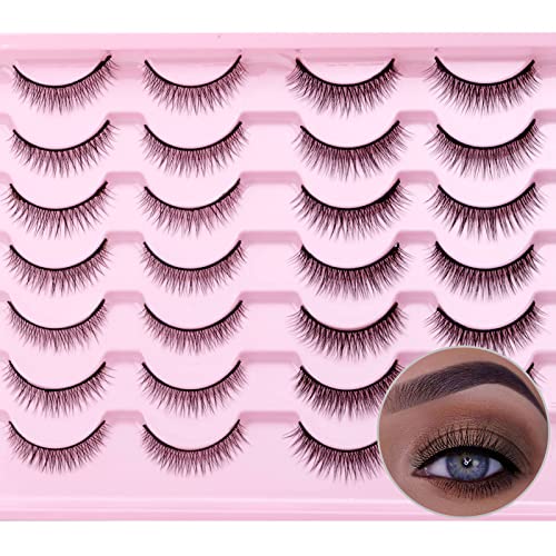 SQYlashes Short Lashes Natural Wispy Lashes Cat Eye False Eyelashes - Mixed 2 Styles, 14 Pairs, MG01