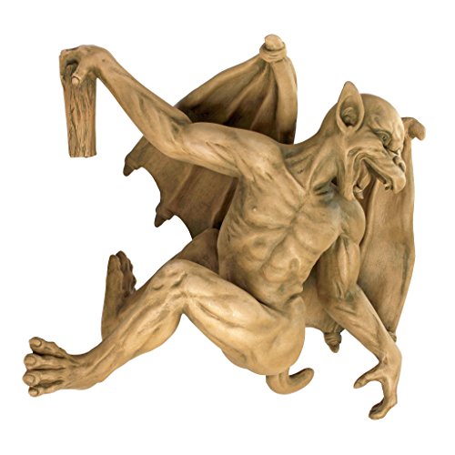 Design Toscano Gaston the Gothic Gargoyle Wall Mount Statue, Medium, 13 Inches, Cast Stone Resin