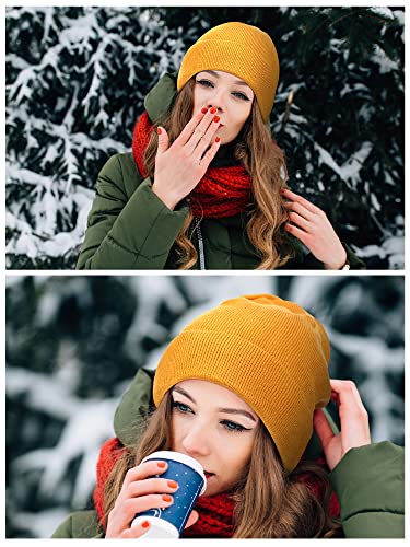 Winter Satin Lined Beanie Hat Silk Lined Beanies Cuffed Plain Skull Hat Knitted Watch Hat Winter Warm Beanies For Women Men (White, Black, Red, Gray, Green, Yellow) #TOP6