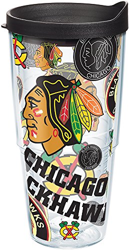 Up To 40% OFF Tervis Made in USA Double Walled NHL Chicago Blackhawks Insulated Tumbler Cup Keeps Drinks Cold & Hot, 24oz, All Over