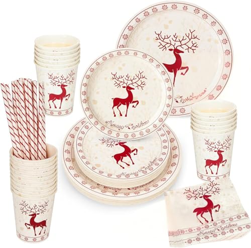 LATERN 125 Piezas Vajilla de Papel para Fiesta Navideña, 25 x 23CM Platos de Llanos, 25 x 19CM Platos de Ensalada, 25 x Vasos, 25 x Servilletas, 25 x Pajitas de Papel - para Navideña Fiesta Decoración LATERN 125 Piezas Vajilla de Papel para Fiesta Navideña, 25 x 23CM Platos de Llanos, 25 x 19CM Platos de Ensalada, 25 x Vasos, 25 x Servilletas, 25 x Pajitas de Papel - para Navideña Fiesta Decoración