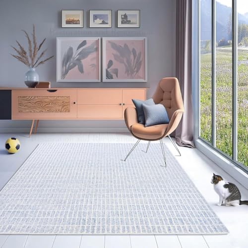 Tapete de Lana 100% con Diseño Geométrico Moderno 8' x 10' miniatura 2