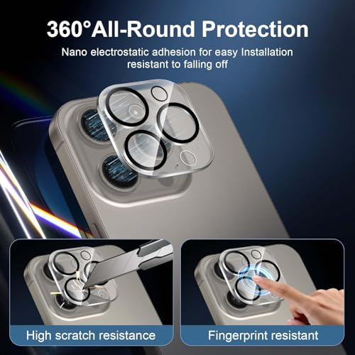 Image of NEW'C 2 Pack for iPhone 16 Pro Screen Protector (6.3 inches) + 2 Pack Camera Lens Protector, Sensor Protection, Case Friendly Tempered Glass Film - Easy installation tool included