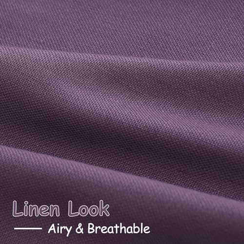 Image of Nanspring Plum Linen Curtains 84 Inch Length 2 Panels Set for Living Room Rod Pocket Back Tab Light Filtering Window Drapes for Bedroom Dining Room Protect Privacy Country Farmhouse Decor 52x84
