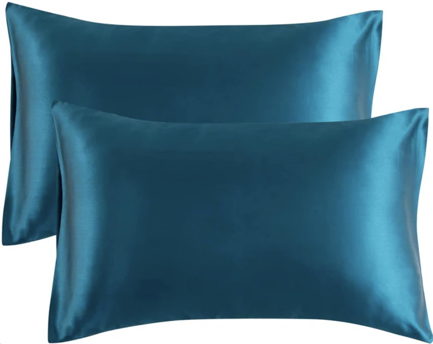 Satin Pillowcase for Hair and Skin Silk Pillow Case 2 Pack, Standard, Queen, and King Size, Slip Cooling Set of 2 with Envelope Enclosure - Teal