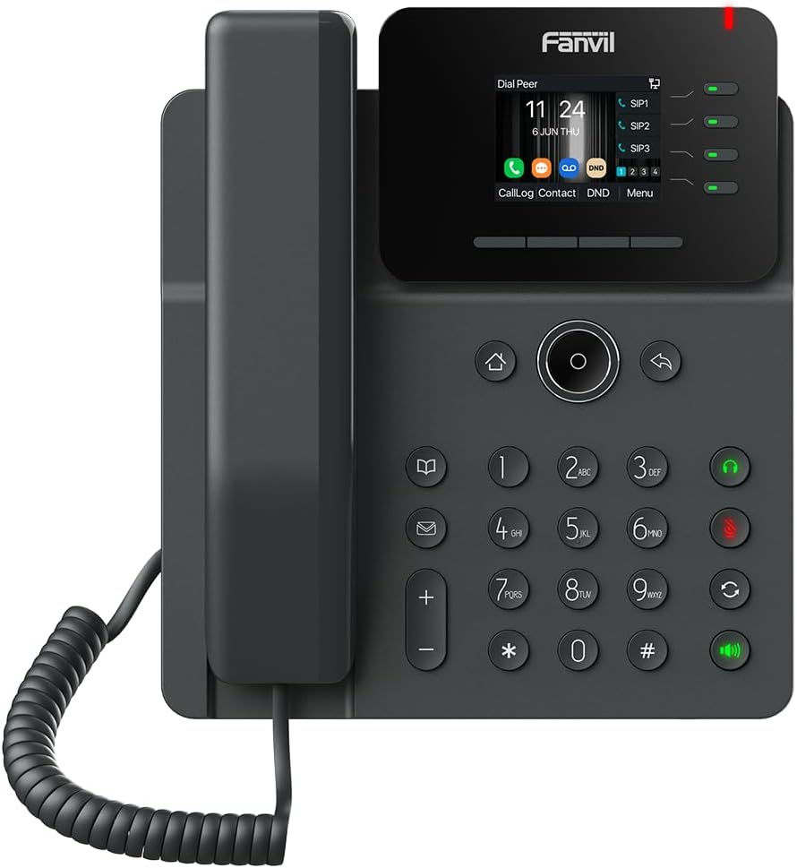 Fanvil V61W VoIP Phone, Wi-Fi 6, 4 SIP Lines, 2.4-Inch Color Display, Dual Gigabit PoE, Power Adapter Not Included