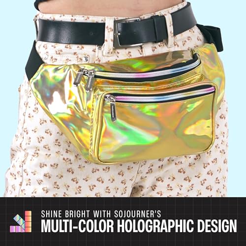 Image of Sojourner Holographic Rave Fanny Pack - Packs for Festival Women, Men | Cute Fashion Waist Bag Belt Bags (Gold)