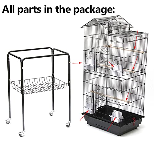 vogelkooi, metalen vogelkooi, volière, niet gemakkelijk te roesten en corrosie, inclusief dennenstokken en voederbakken… - Afbeelding 4