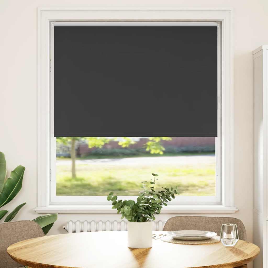 Store Enrouleur Occultant Noir 115x130 cm, Rideau en Polyester avec Rail en Aluminium, Montage avec ou sans Perçage, Largeur Tissu 110,7 cm pour Chambre, Salon et Bureau