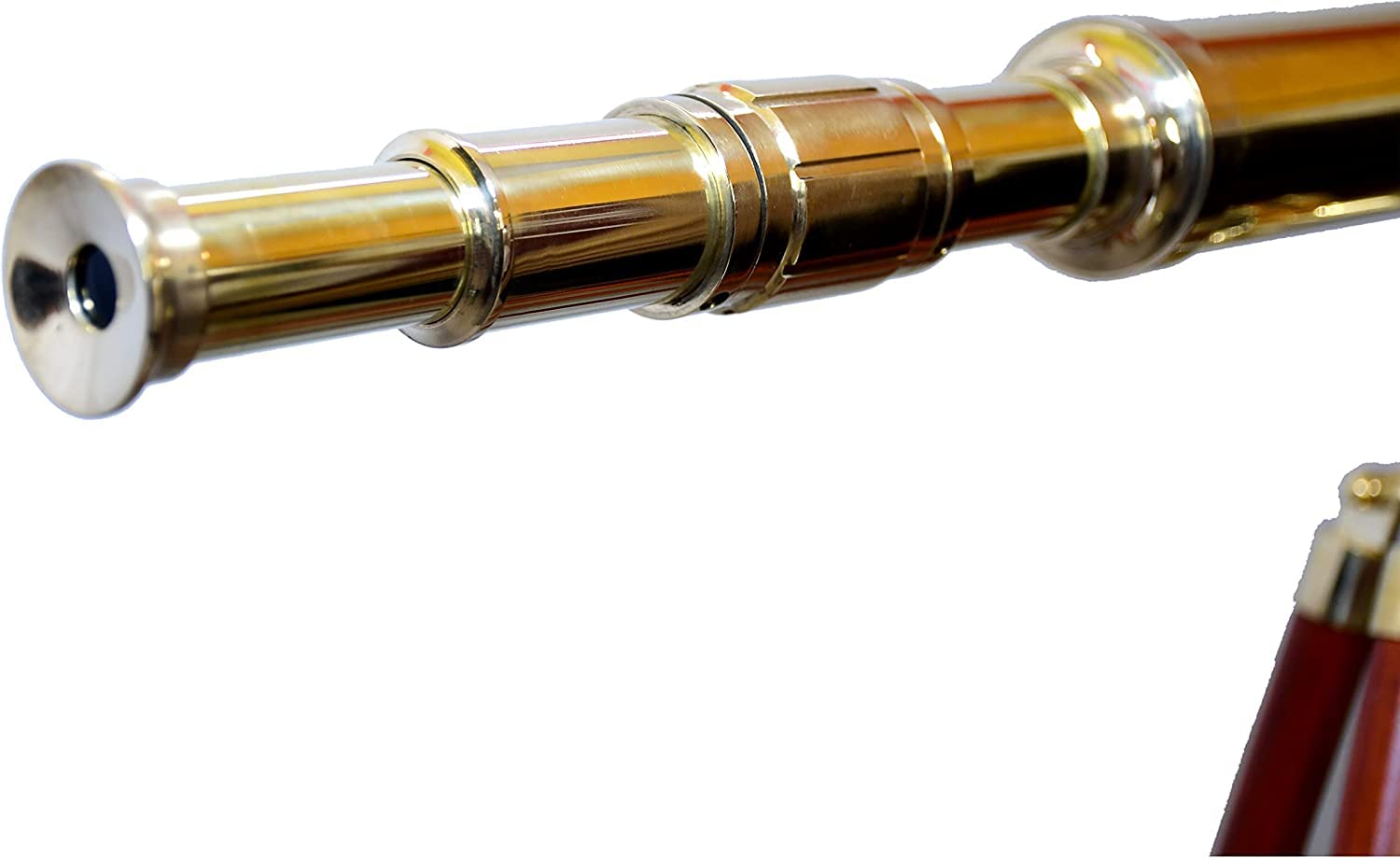 Nautical Floor Standing Brass Telescope Single Barrel W/Brown Wooden Tripod Stand Home Decor Griffith Scope Maritime 65