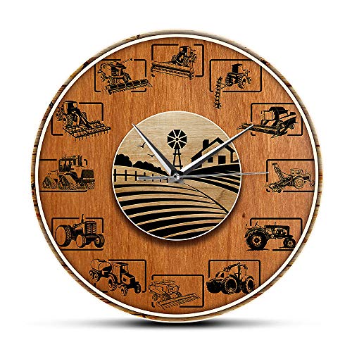 yuandd Tracteurs agricoles Signe Acrylique Horloge Murale Vintage Tracteur horloges murales à Piles 12 Pouces Vintage Ferme décoration Murale Cadeau