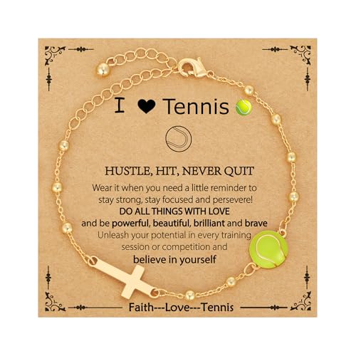 Image of Softball /Volleyball /Soccer /Basketball Football Bracelet for Girls Women, 14K Gold Plated Cross Link Chain Sport Accessories Christian Jewelry Gifts for Teens Team Coach Players