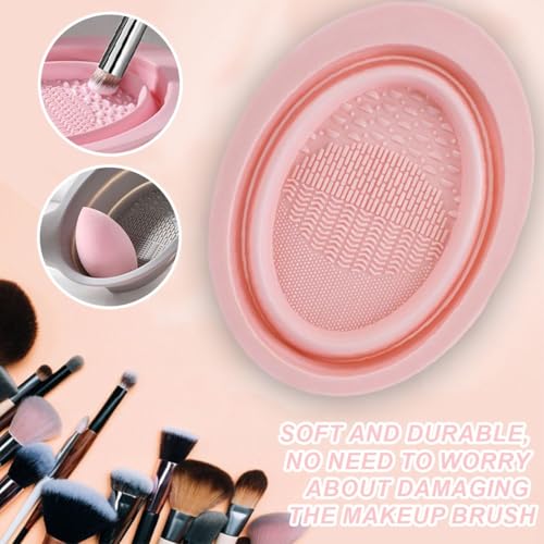 JYNXOR 2 Pcs Alfombrilla De Limpieza De Brochas Cosméticas, Limpiador Brochas, Almohadilla De Silicona Para Brochas De Maquillaje, Herramienta De Lavado De Brochas De Maquillaje Plegable Portátil - imagen 4
