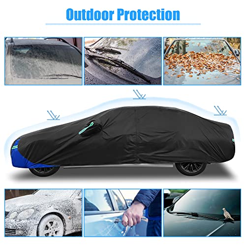 X AUTOHAUX 3L Car Cover Waterproof Snowproof All Weather for Car Outdoor Full Car Cover Rain Sun Protection Universal Fit for Sedan 178"-185" - Image 3