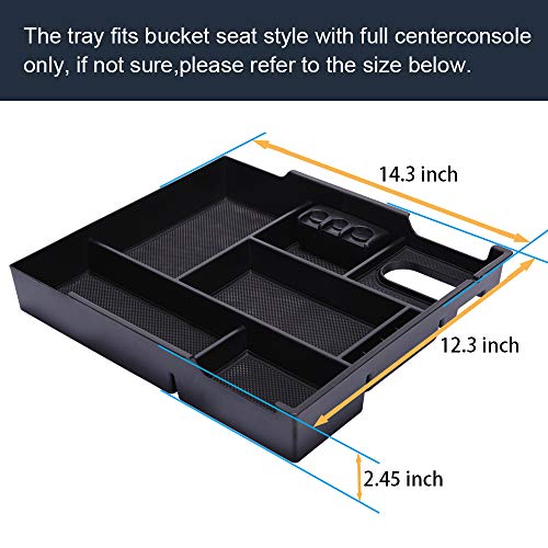 Jdmcar Center Console Organizer Compatible With 2014-2019 2020 2021 Toyota Tundra Accessories, Insert Abs Black Materials Tray, Armrest Secondary Storage Box - Full Tray #TOP4