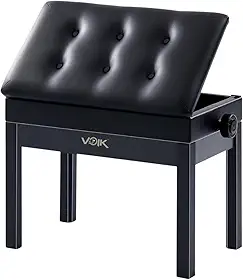 Banco Para Piano Voik BP-2200 Preto Regulável Suporta 160kg
