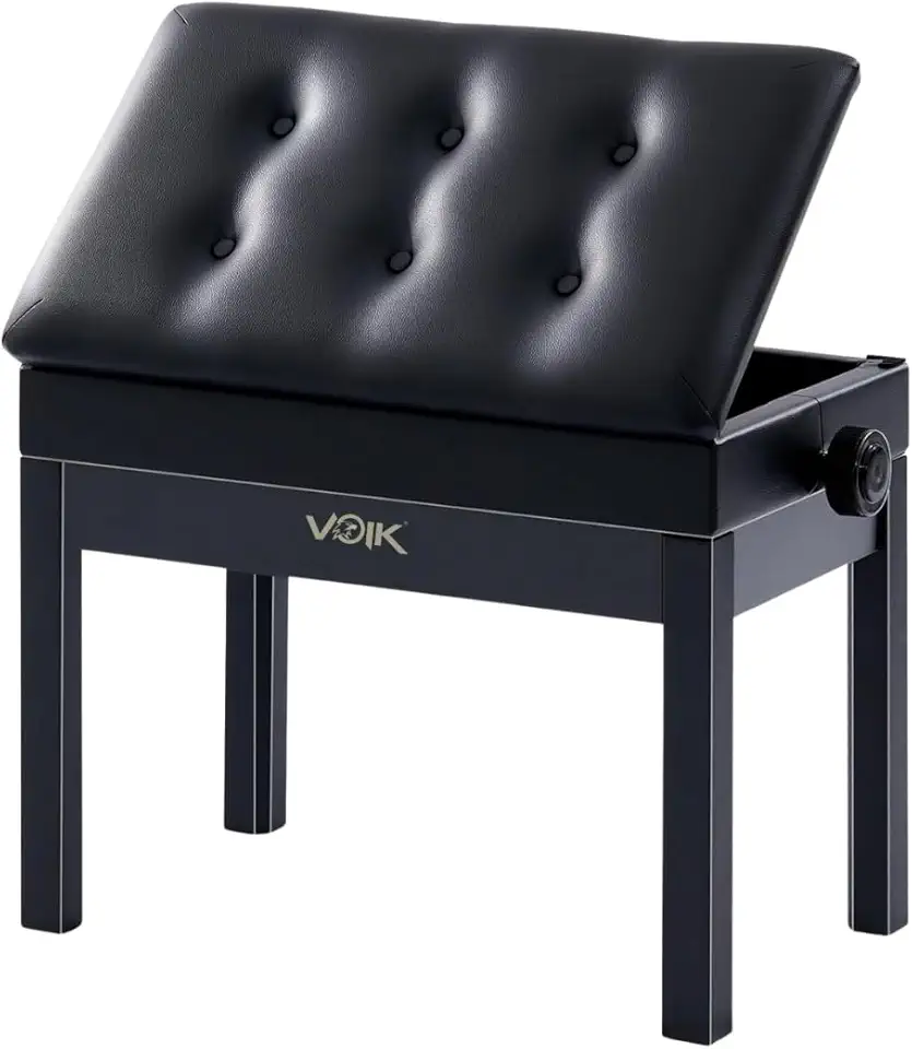 Banco Para Piano Voik BP-2200 Preto Regulável Suporta 160kg