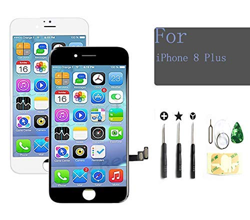 for iPhone 8 Plus 5.5 Inch LCD Screen Replacement Full Digitizer Assembly Frame Set Front Glass 3D Touch Display with Required Tool Kit Black&White