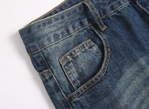 Image of QIMYUM Men's Wide-Leg Baggy Flex Jeans Relaxed Loose Fit Long Denim Pants