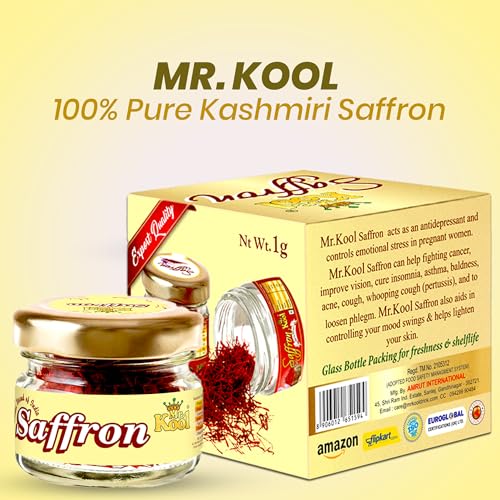 Image of Mr. Kool Kashmiri Saffron | 100% Pure & Natural Kesar | Certified A++ Grade | Handpicked Lacha for Biryani, Desserts, Skin Care & Wellness | Authentic Saffron - 1gm - 2Pack
