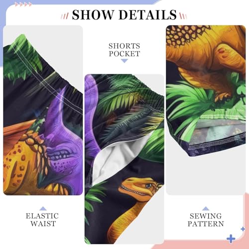 ZZXXB Tropical Dinosaur Print Boys Long Pants Soft Trousers Elastic Waist Kids Lounge Bottoms with Pockets S-XL4