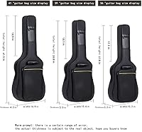 Vista 4 de Evil Hair Bolsa de guitarra acústica de 36 pulgadas, impermeable, doble correa de hombro ajustable, mochila acolchada de 5mm con accesorios