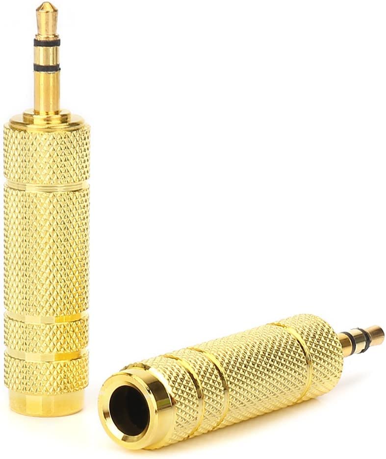 Image of [ 2 Pieces Headphone Adapter Jack 3.5mm Male 1 /8 inch to 6.35mm Female 1 /4 inch Audio Stereo Adapter, Small to Big Headphone Audio Jack Plug Adaptor Converter for Digital Piano, Keyboard