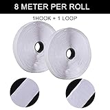 Hook and Loop Strip Tape, 8M Self-Adhesive Sticky Back Fastening Tape, 20mm Wide (White) - Image 2