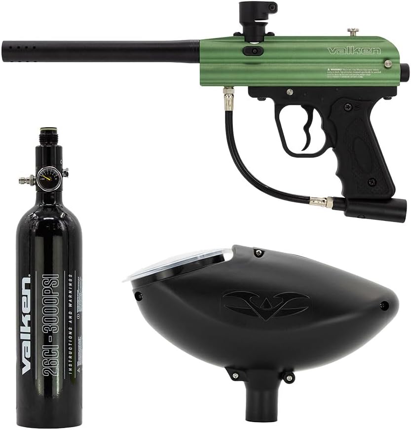 Valken Razorback .68 Caliber Paintball Gun Starter Kit - Semi-Automatic Marker with Loader and Air Tank