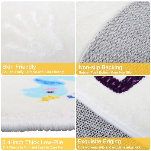 Round ABC Kids Rug,5.2 ft Animal Alphabet Playroom Rug,Washable Non-Slip Cute Nursery Rug for Kids Room,Educational Kid Play Rug Classroom Carpet for Playroom Kid Room Bedroom Decor - Image 5
